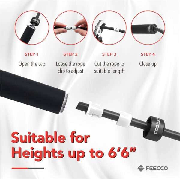 FEECCO Weighted Jump Rope - Heavy PVC Ropes with Metal Handles and Ball Bearings - Image 4