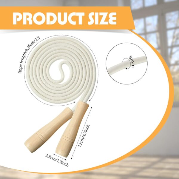 Hungdao 4 Pcs Cotton Braided Jump Rope for Kids with Wooden Handle Adjustable Skipping Rope for Exercise Fitness Jumping Rope for Children Boys Girls Students Preschooler Outdoor Fun Activity Workout - Image 2