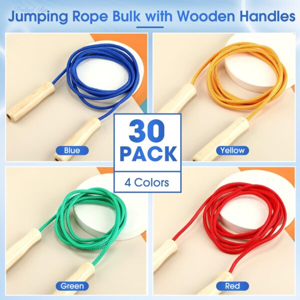 30 Pack Jumping Rope Bulk with Wooden Handles 8.53 Ft Adjustable Long Skipping Rope for Multiplayer Double Dutch Jump Rope for Kids Adults Exercise Outdoor Fun School Sport Game Gift - Image 3