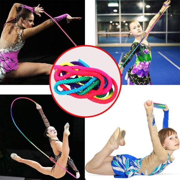 Watris Veiyi Gymnastics Sports Rope, 2.8m/110.23" Arts Training Jumps Rope, Gymnastics Rope, Rainbows Rope, Rhythmic Gymnastics Arts Rope, Gymnastics Equipment, Solid Colorful Color Rhythmic Rope - Image 7