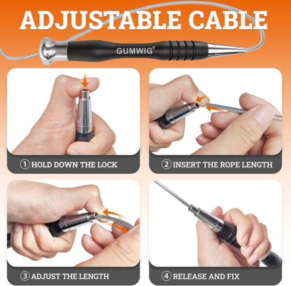 High Speed Jump Rope for Adults Men Women, Double Under Jumping Ropes for Workout Fitness Professional Training Boxing, Weighted Crossfit Skipping Rope with Tang-free Cable, Stainless Steel Handle with Removable Counterweight Rob - Image 5