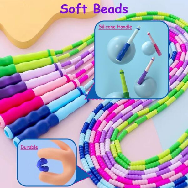 Jump Rope for Kids Girls and Boys, Soft Beaded Jump Ropes, Adjustable Skipping Rope, Tangle-Free Segmented Rope for Kid and Women Men Adults Exercise, Keeping Fit, Training - 9.2Ft - Image 2