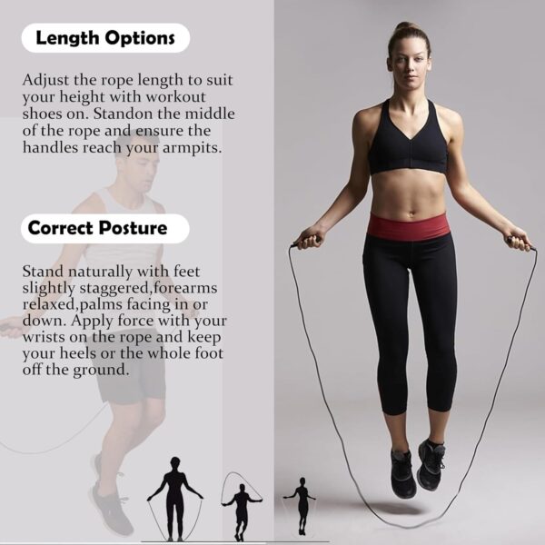 2Pcs Jump Rope, Rapid Speed Jumping Rope with Ball Bearings, Skipping Rope with Foam Handles for Women Men, Adjustable Jump Ropes for Fitness Workout Aerobic Exercise - Red - Image 6