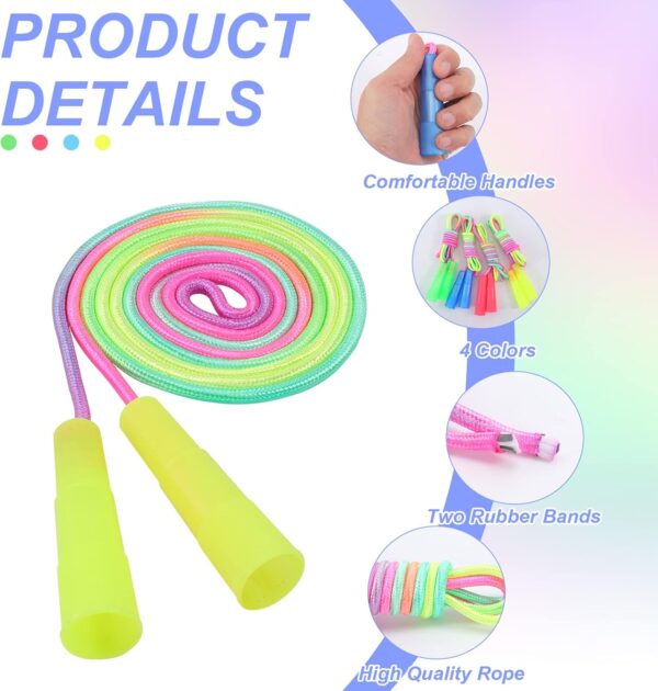Kids Jump Rope,12 Pack Rainbow Jump Rope Set,7.2 Ft Adjustable Skipping Rope,Durable Jump Ropes with Plastic Handles,Vibrant Jumping Ropes for Outdoor Fun Exercise Fitness Activity Party Favors(12) - Image 3