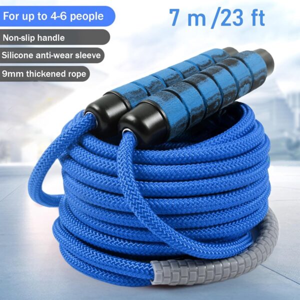 23 FT Long Jump Rope for Kids Adults,Double Dutch Jump Rope,Adjustable Skipping Ropes with High-strength Nylon Braided Rope Core,360°Rotation Not Entangled,Long Enough for 4-6 Jumpers.Blue - Image 2