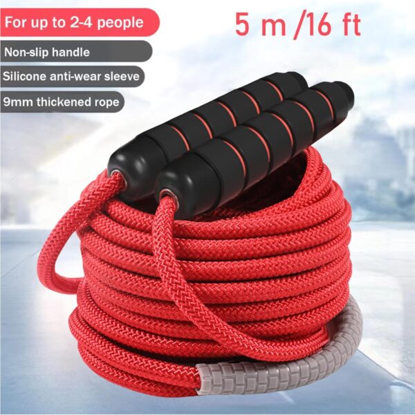 16 FT Long Jump Rope for Kids Adults,Double Dutch Jump Rope,Adjustable Skipping Ropes with High-strength Nylon Braided Rope Core,360°Rotation Not Entangled,Long Enough for 2-4 Jumpers.Red - Image 2