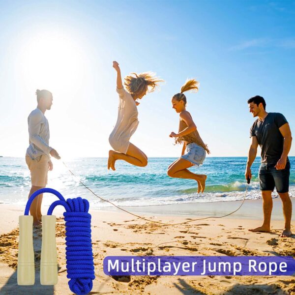 16 FT Long Jump Rope for Kids, Adjustable Double Dutch Skipping Rope with Wooden Handle, Multiplayer Team Jumping Rope for Outdoor Fun, School Sport, Party Game, Birthday Gift - Image 6