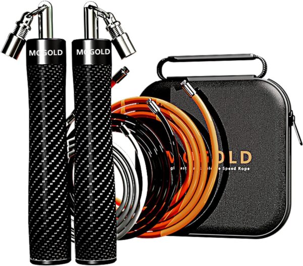 Weighted Jump Rope for Men Women -Interchangeable 1/5lb 1/4lb 1/2lb Heavy jump ropes - 360 Degree Spin - Length Adjustable,Ergonomics Leather Grip Skipping Rope for Fitness Weight Loss & More