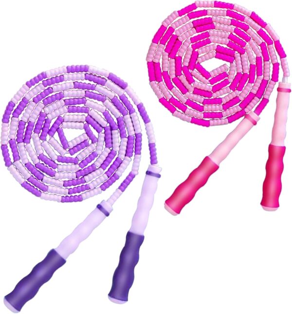 Jump Rope for Kids Girls and Boys, Soft Beaded Jump Ropes, Adjustable Skipping Rope, Tangle-Free Segmented Rope for Kid and Women Men Adults Exercise, Keeping Fit, Training - 9.2Ft
