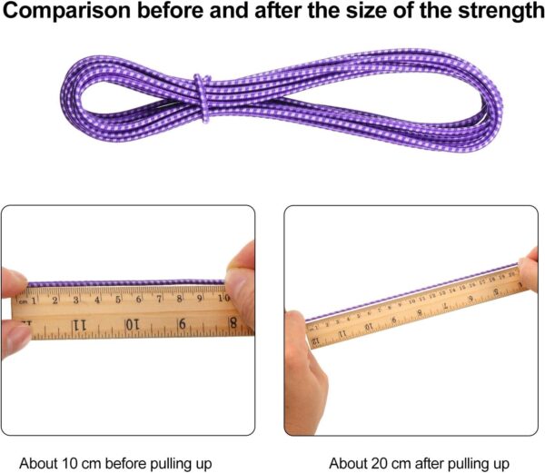 6 Pieces Chinese Jump Rope 157 Inches Stretch Skip Rope Adjustable Chinese Elastic Rope Fitness Jump Game for Outdoor Exercise (Purple, Blue) - Image 3