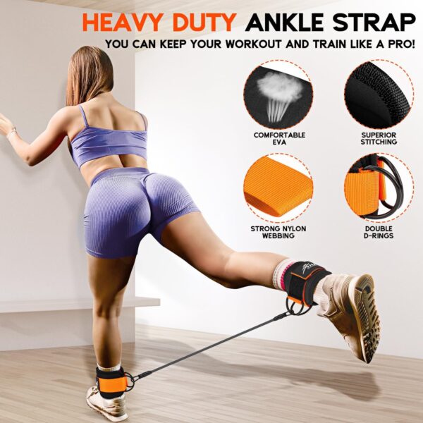 Ankle Resistance Bands, Ankle Bands for Working Out with Cuffs, Resistance Bands for Leg Butt Training Workout Equipment for Kickbacks Hip Gluteus Training Exercises, Ankle Strap with Exercise Bands - Image 4