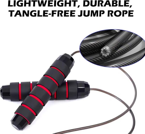 2Pcs Jump Rope, Rapid Speed Jumping Rope with Ball Bearings, Skipping Rope with Foam Handles for Women Men, Adjustable Jump Ropes for Fitness Workout Aerobic Exercise - Red - Image 5