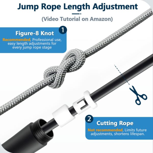 Weighted Jump Rope, 1LB Tangle-Free Ball Bearing Rapid Speed Skipping Rope for Men Women, Adjustable 9mm Cotton & PVC Rope with Alum Handle for Boxing MMA Weight-Loss Athletic Workout Fitness - Image 8