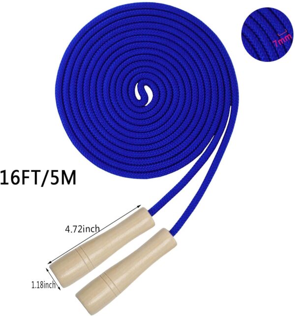 16 FT Long Jump Rope for Kids, Adjustable Double Dutch Skipping Rope with Wooden Handle, Multiplayer Team Jumping Rope for Outdoor Fun, School Sport, Party Game, Birthday Gift - Image 2