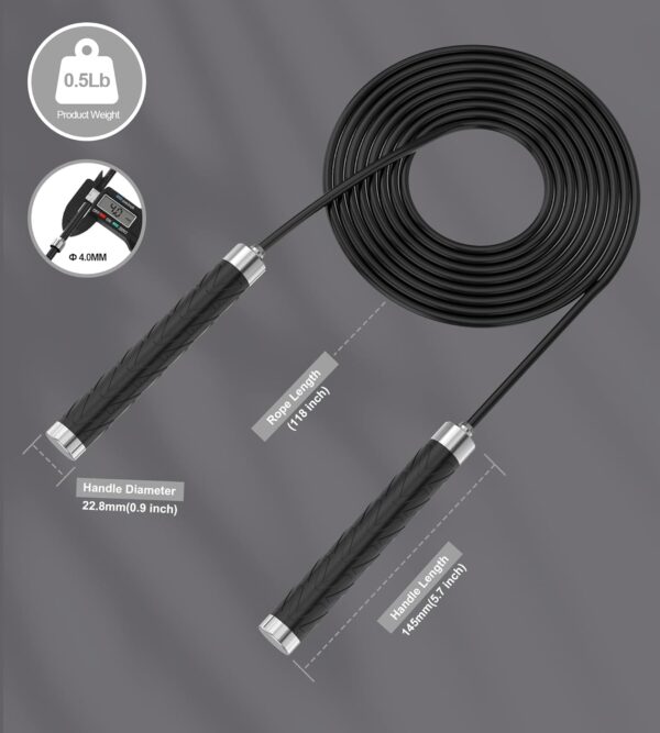 Jump Rope for Fitness, AUMCDIK Speed Skipping Rope for Women Men, Adjustable Jumping Rope with Alloy & Silicone Handle for Workout Boxing Aerobic Exercise - Image 6