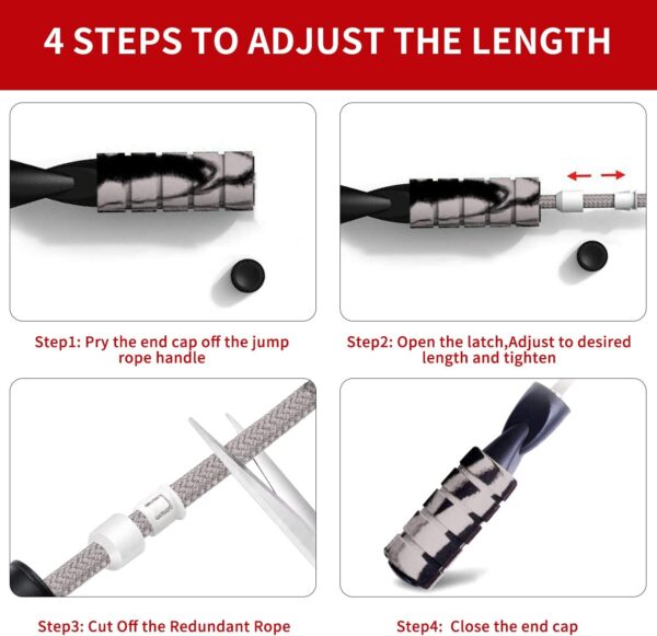 Jump rope, Professional Weighted Jump rope workout, Adjustable Tangle-Free with Ball Bearings Exerciser Jump ropes for Cardio, Endurance Training, Fitness Workouts, Jumping Exercise - Image 4