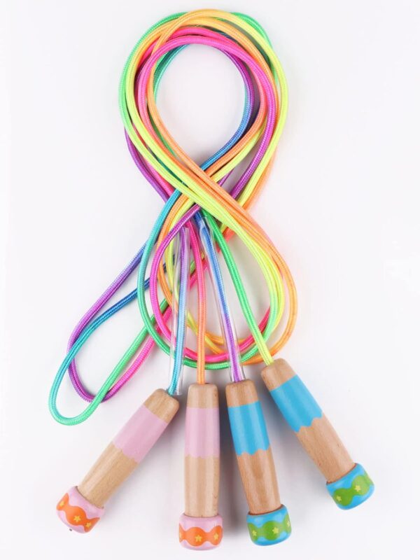 Jump Rope for Kids Adjustable, Lorvain Kid Jump Ropes for Girls Boys Skipping Rope for Kids with Wooden Handle Cotton Braided Outdoor Fun Activity for Exercise Fitness Children Students Preschooler - Image 5