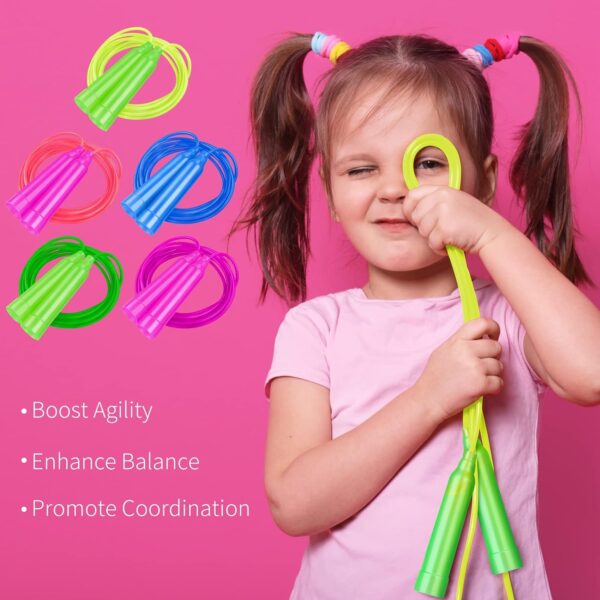 Aneco 48 Pack Kids Jump Rope Set 7.3 Feet Outdoor Jump Ropes Colorful Kids Jumping Ropes Great Sports Activities Birthday Party Favors Gifts - Image 4