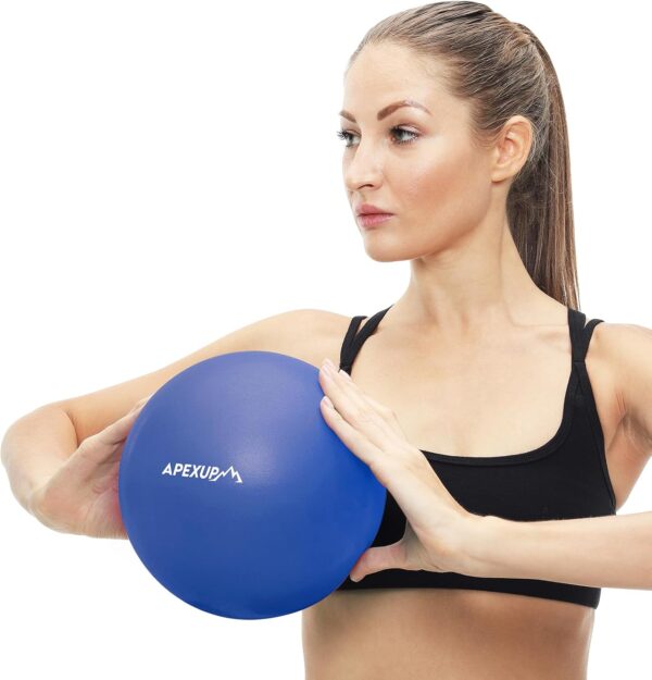 APEXUP Pilates Ball, 9 Inch Small Exercise Ball, Mini Core Ball Yoga Ball for Pilates, Stability, Workout, Core Training, Fitness, Barre, Physical Therapy, Balance (Indigo)