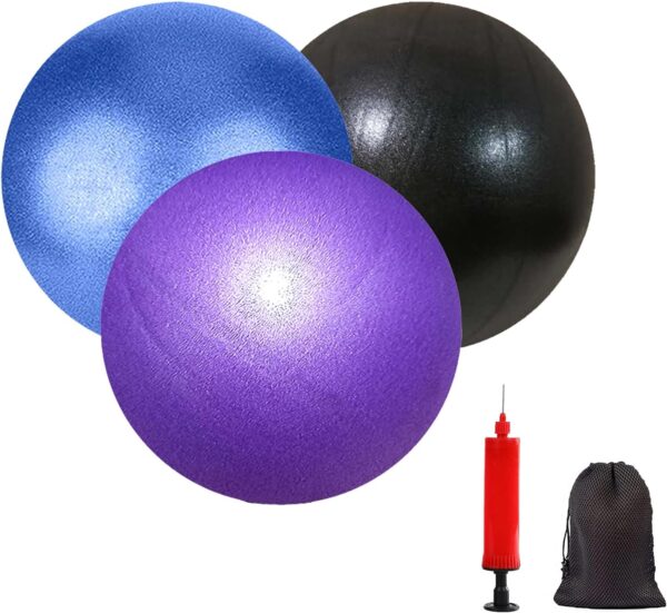 3 Pcs Exercise Pilates Mini Yoga Balls Barre Small Bender for Home Stability Squishy Training Physical Therapy Improves Balance with Pump