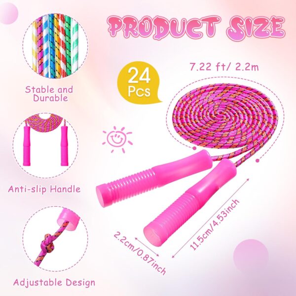 Aoriher 24 Pcs Jump Rope Bulk Christian Charity Donation Supplies 7.87 ft Adjustable Stripe Ropes with Plastic Handles Fitness Skipping Rope, Assorted Colors - Image 2