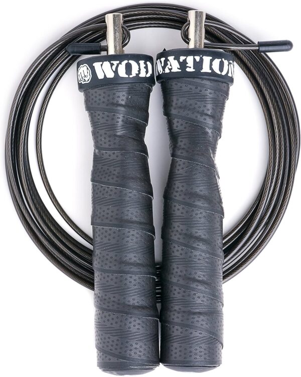 WOD Nation Attack Speed Jump Rope : Adjustable Jumping Ropes : Unique Two Cable Skipping Workout System : One Thick and One Light 11 Foot Cable : Perfect for Double Unders : Men and Women - Image 2