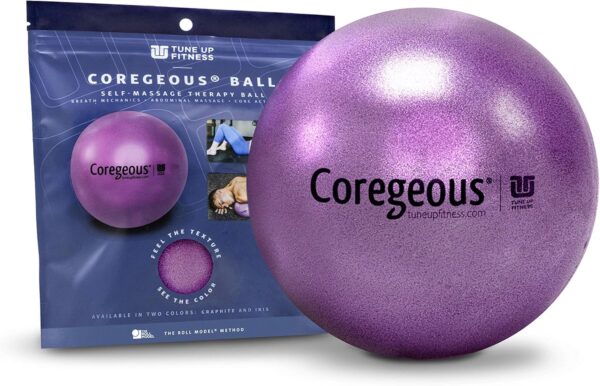 Tune Up Fitness – Coregeous Ball | Psoas Release Tool, Abdominal, Belly & Lower Back Release | Core Ball, Exercise Ball for Low Back, Stress & Digestive Relief, Improved Breathing & Sleep (Iris)