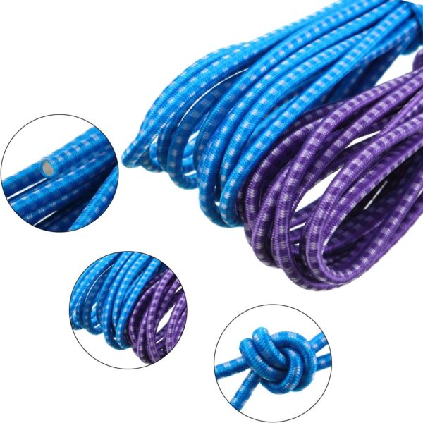 6 Pieces Chinese Jump Rope 157 Inches Stretch Skip Rope Adjustable Chinese Elastic Rope Fitness Jump Game for Outdoor Exercise (Purple, Blue) - Image 4