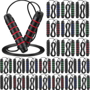 HyDren 24 Pieces Jump Ropes for Fitness with Ball Bearings Speed Jumping Rope Bulk Adjustable Skipping Rope with Foam Handles Exercise Jump Rope for Men Women Kids Cardio Training