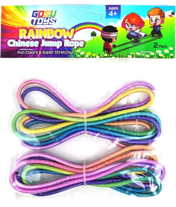 Gosu Toys Rainbow Chinese Jump Ropes Bundle Pack for Kids Outdoor Indoor Play