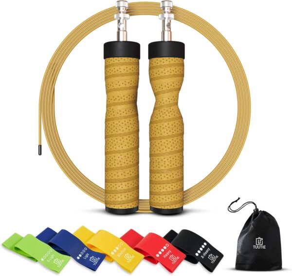 Premium Fitness Jump Rope - Adjustable Speed Rope for Cardio, CrossTraining and Weight Loss – Durable Tangle-Free Cable with Comfortable Handles,High-Speed Jump Rope for Fitness - Adjustable, Tangle-Free Skipping Rope for Fitness, Boxing, Cardio, and Home Workouts. Fat Burning
