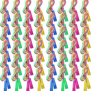 Leyndo 100 Pack Rainbow Jump Rope Set Jumping Ropes Nylon Kids Jump Rope Vibrant Skipping Rope for Boys and Girls Outdoor Fun Party Favors Physical Education, 7.2 Feet