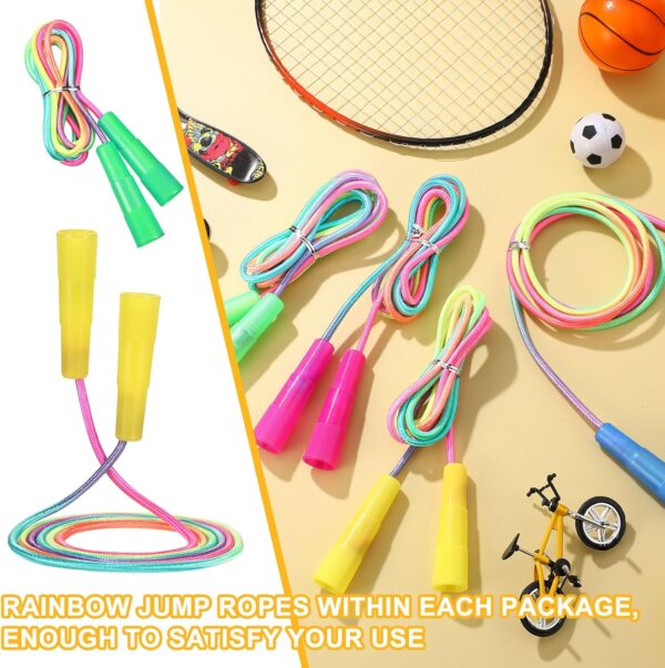 Leyndo 100 Pack Rainbow Jump Rope Set Jumping Ropes Nylon Kids Jump Rope Vibrant Skipping Rope for Boys and Girls Outdoor Fun Party Favors Physical Education, 7.2 Feet - Image 2