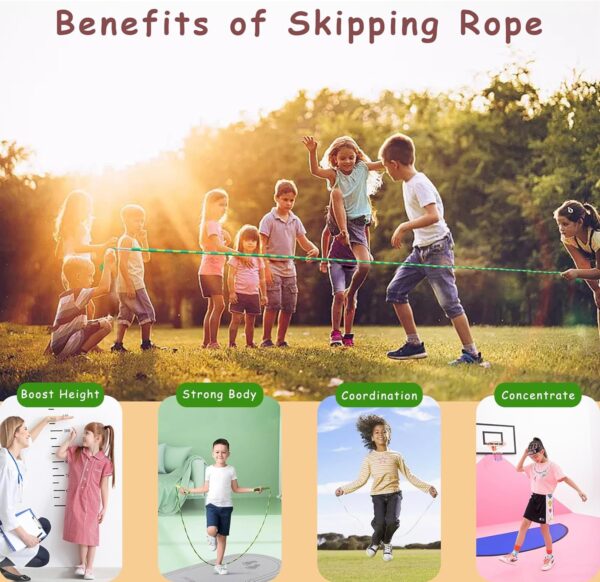 Jump Rope for Kids Girls and Boys, Soft Beaded Jump Ropes, Adjustable Skipping Rope, Tangle-Free Segmented Rope for Kid and Women Men Adults Exercise, Keeping Fit, Training - 9.2Ft - Image 5