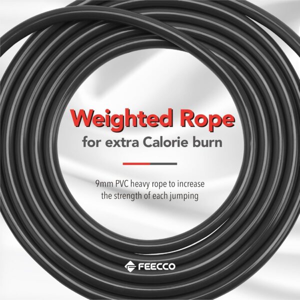FEECCO Weighted Jump Rope - Heavy PVC Ropes with Metal Handles and Ball Bearings - Image 5
