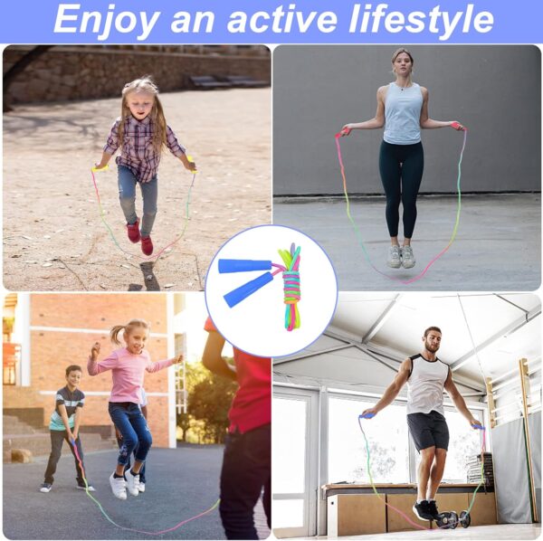 Kids Jump Rope,12 Pack Rainbow Jump Rope Set,7.2 Ft Adjustable Skipping Rope,Durable Jump Ropes with Plastic Handles,Vibrant Jumping Ropes for Outdoor Fun Exercise Fitness Activity Party Favors(12) - Image 7