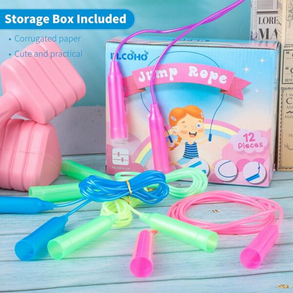 Elcoho 12 Pack Kids Jump Rope Set 7.5 Feet Plastic Jump Ropes Kids Adjustable Colorful Skipping Rope for Outdoor Indoor Fun Game Exercise Fitness Training and Party Favors - Image 4