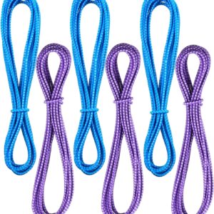 6 Pieces Chinese Jump Rope 157 Inches Stretch Skip Rope Adjustable Chinese Elastic Rope Fitness Jump Game for Outdoor Exercise (Purple, Blue)