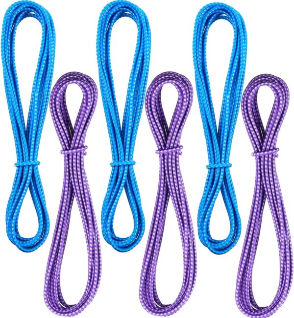 6 Pieces Chinese Jump Rope 157 Inches Stretch Skip Rope Adjustable Chinese Elastic Rope Fitness Jump Game for Outdoor Exercise (Purple, Blue)