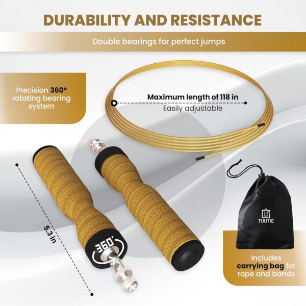 Premium Fitness Jump Rope - Adjustable Speed Rope for Cardio, CrossTraining and Weight Loss – Durable Tangle-Free Cable with Comfortable Handles,High-Speed Jump Rope for Fitness - Adjustable, Tangle-Free Skipping Rope for Fitness, Boxing, Cardio, and Home Workouts. Fat Burning - Image 4