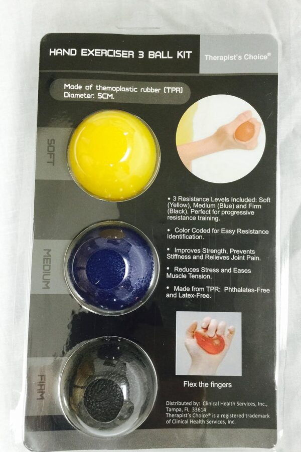 Therapist's Choice® Hand Exercise 3 Ball Kit: 3 Color Coded Resistance Levels