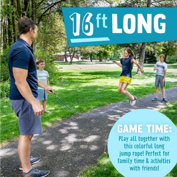 Just Jump It 16' Foot Single Jump Rope for Kids Women and Men - Active Outdoor Youth Fitness Excersing Equipment - Double Dutch Length Gym Accessories - Image 2