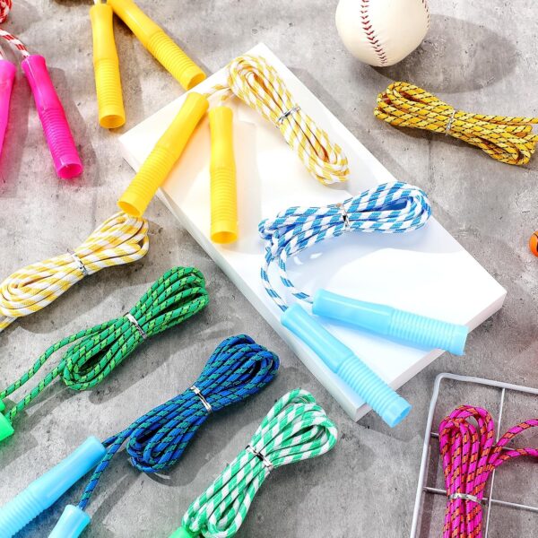 Aoriher 24 Pcs Jump Rope Bulk Christian Charity Donation Supplies 7.87 ft Adjustable Stripe Ropes with Plastic Handles Fitness Skipping Rope, Assorted Colors - Image 6